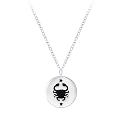 Silver Cancer Zodiac Sign Necklace - 7807