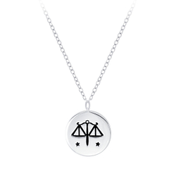Silver Libra Zodiac Sign Necklace - Wholesale - 7817