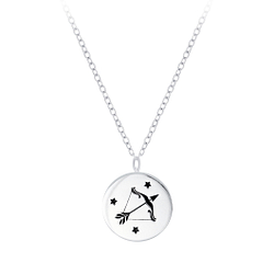 Silver Sagittarius Zodiac Sign Necklace - Wholesale - 7816