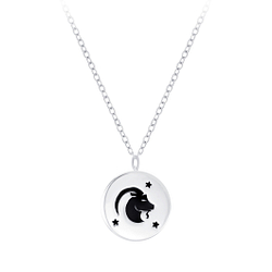 Silver Capricorn Zodiac Sign Necklace - 7812
