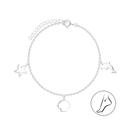 Silver Ocean Life Anklet - 8111