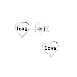 Silver Love Stud Earrings - 5067