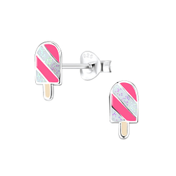 Silver Ice Cream Stud Earrings - 7987