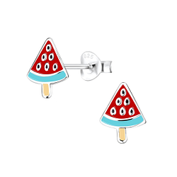 Silver Watermelon Stud Earrings - 7991