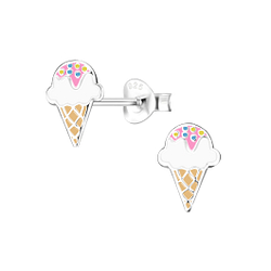 Silver Ice Cream Stud Earrings - 7992