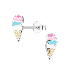 Silver Ice Cream Stud Earrings - 7994 Silver Ice Cream Stud Earrings - 7994