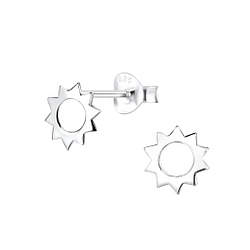 Silver Sun Stud Earrings - 8088