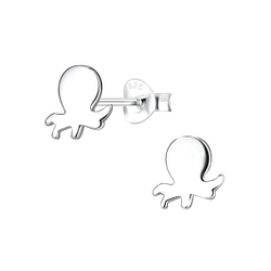 Silver Octopus Stud Earrings - 8094