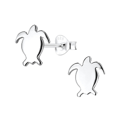 Silver Turtle Stud Earrings - 8095