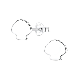 Silver Shell Stud Earrings - 8099