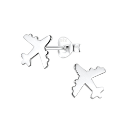 Silver Airplane Stud Earrings - 8104 Silver Airplane Stud Earrings - 8104