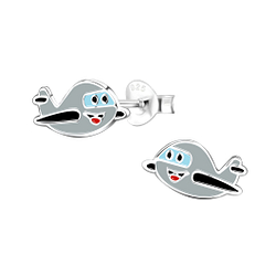 Silver Airplane Stud Earrings - 8024 Silver Airplane Stud Earrings - 8024