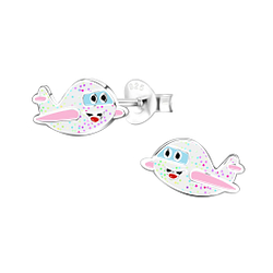 Silver Airplane Stud Earrings - 8023 Silver Airplane Stud Earrings - 8023