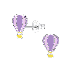 Silver Hot Air Balloon Stud Earrings - 8033