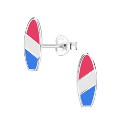 Silver Surfboard Stud Earrings - 8039