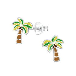 Silver Coconut Tree Stud Earrings - 8046 Silver Coconut Tree Stud Earrings - 8046