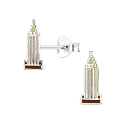 Silver Empire State Building Stud Earrings - 8080