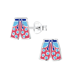 Silver Swim Trunks Stud Earrings - 8056 Silver Swim Trunks Stud Earrings - 8056