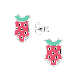 Silver Swim Suit Stud Earrings - 8058