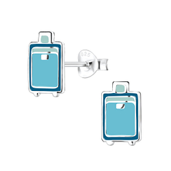 Silver Suitcase Stud Earrings - 8059 Silver Suitcase Stud Earrings - 8059