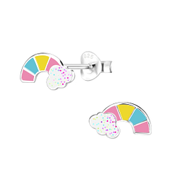 Silver Rainbow Stud Earrings - 8068 Silver Rainbow Stud Earrings - 8068