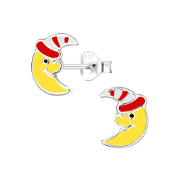 Silver Moon Stud Earrings - 8070