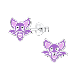 Silver Bat Stud Earrings - 8291