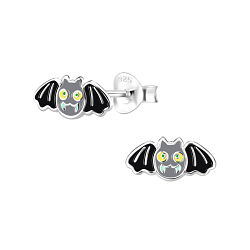 Silver Bat Stud Earrings - 8292