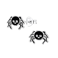 Silver Spider Stud Earrings - 8293