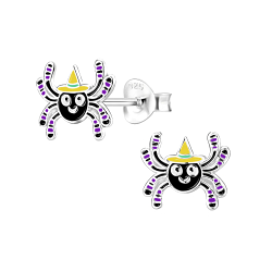 Silver Spider Stud Earrings - 8295
