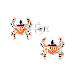 Silver Spider Stud Earrings - 8294