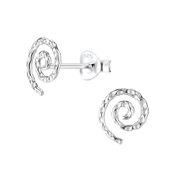 Silver Spiral Stud Earrings - 8171