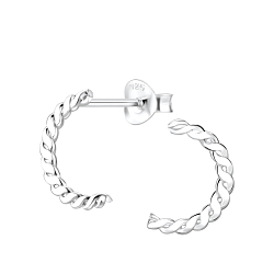 Silver Twisted Stud Earrings - 8172
