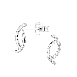 Silver Patterned Stud Earrings - 8174