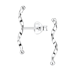 Silver Twisted Stud Earrings - 8177