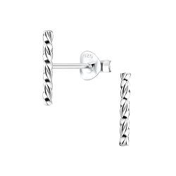 Silver Twisted Stud Earrings - 8180
