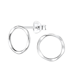 Silver Circle Stud Earrings - 8183