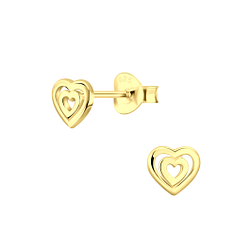 Silver Heart Stud Earrings - 5222