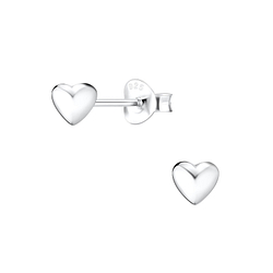 Silver Heart Stud Earrings - 5036