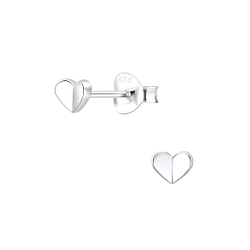 Silver Heart Stud Earrings - 5032