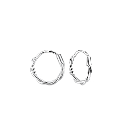 11mm Silver Twisted Hoop Earrings - 8203