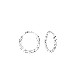 11mm Silver Twisted Hoop Earrings - 8206
