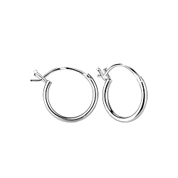 12mm Silver French Lock Hoop Earrings - 7977