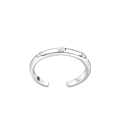 Silver Cubic Zirconia Toe Ring - 8135 Silver Cubic Zirconia Toe Ring - 8135