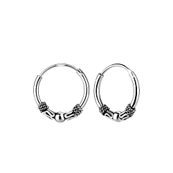 12mm Silver Bali Hoop Earrings - Wholesale - 8302 12mm Silver Bali Hoop Earrings - Wholesale - 8302