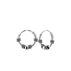 10mm Silver Bali Hoop Earrings - Wholesale - 8301 10mm Silver Bali Hoop Earrings - Wholesale - 8301