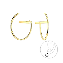 Silver Thread Through Bar Earrings - 5338