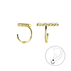 Silver Twisted Bar Ear Huggers - 8478