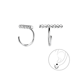 Silver Twisted Bar Ear Huggers - 8197