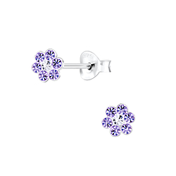 Silver Flower Stud Earrings - 7982